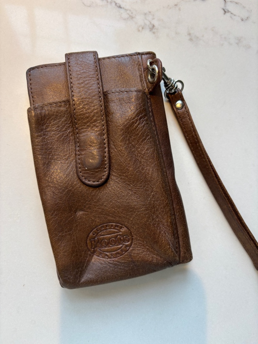 Vintage Roots Tribe Brown Leather Wristlet Wallet - Picture 2 of 6